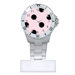 Polka Dots - Black on Piggy Pink Nurses Watch
