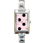 Polka Dots - Black on Piggy Pink Rectangle Italian Charm Watch