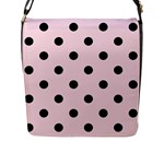 Polka Dots - Black on Piggy Pink Flap Closure Messenger Bag (L)