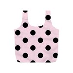 Polka Dots - Black on Piggy Pink Full Print Recycle Bag (S)