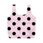 Polka Dots - Black on Piggy Pink Full Print Recycle Bag (M)
