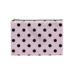 Polka Dots - Black on Piggy Pink Cosmetic Bag (M)