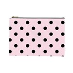 Polka Dots - Black on Piggy Pink Cosmetic Bag (L)