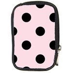 Polka Dots - Black on Piggy Pink Compact Camera Leather Case