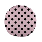 Polka Dots - Black on Piggy Pink Standard 15  Premium Flano Round Cushion