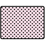 Polka Dots - Black on Piggy Pink Double Sided Fleece Blanket (Large) (Two Sides)