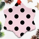 Polka Dots - Black on Piggy Pink Snowflake Ornament (Two Sides)