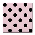 Polka Dots - Black on Piggy Pink Tile Coaster