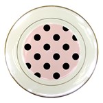 Polka Dots - Black on Piggy Pink Porcelain Plate