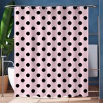 Polka Dots - Black on Piggy Pink Shower Curtain 60  x 72  (Medium)