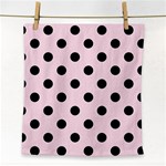 Polka Dots - Black on Piggy Pink Face Towel