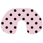 Polka Dots - Black on Piggy Pink Travel Neck Pillow