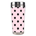 Polka Dots - Black on Piggy Pink Stainless Steel Travel Tumbler