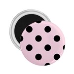 Polka Dots - Black on Piggy Pink 2.25  Magnet