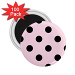 Polka Dots - Black on Piggy Pink 2.25  Magnet (100 pack)