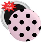 Polka Dots - Black on Piggy Pink 3  Magnet (100 pack)