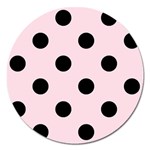 Polka Dots - Black on Piggy Pink Magnet 5  (Round)
