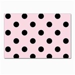 Polka Dots - Black on Piggy Pink Postcard 4 x 6  (Pkg of 10)