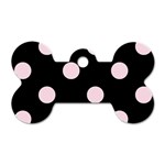 Polka Dots - Piggy Pink on Black Dog Tag Bone (One Side)