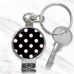 Polka Dots - Piggy Pink on Black Nail Clippers Key Chain