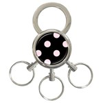 Polka Dots - Piggy Pink on Black 3-Ring Key Chain