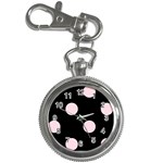 Polka Dots - Piggy Pink on Black Key Chain Watch