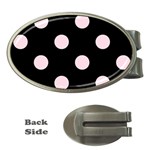 Polka Dots - Piggy Pink on Black Money Clip (Oval)