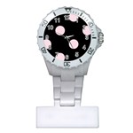 Polka Dots - Piggy Pink on Black Nurses Watch