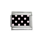 Polka Dots - Piggy Pink on Black Italian Charm (9mm)