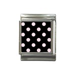 Polka Dots - Piggy Pink on Black Italian Charm (13mm)