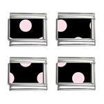 Polka Dots - Piggy Pink on Black 9mm Italian Charm (4 pack)