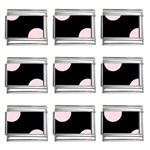 Polka Dots - Piggy Pink on Black 9mm Italian Charm (9 pack)