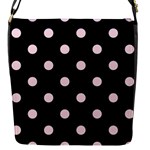 Polka Dots - Piggy Pink on Black Flap Closure Messenger Bag (S)