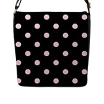 Polka Dots - Piggy Pink on Black Flap Closure Messenger Bag (L)