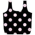 Polka Dots - Piggy Pink on Black Full Print Recycle Bag (XL)