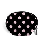 Polka Dots - Piggy Pink on Black Accessory Pouch (Small)