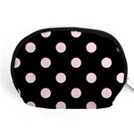 Polka Dots - Piggy Pink on Black Accessory Pouch (Medium)