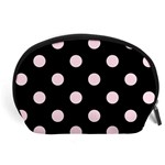 Polka Dots - Piggy Pink on Black Accessory Pouch (Large)