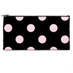 Polka Dots - Piggy Pink on Black Pencil Case