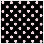 Polka Dots - Piggy Pink on Black Canvas 16  x 16 