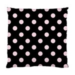 Polka Dots - Piggy Pink on Black Standard Cushion Case (One Side)