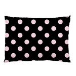 Polka Dots - Piggy Pink on Black Pillow Case (One Side)