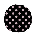 Polka Dots - Piggy Pink on Black Standard 15  Premium Round Cushion