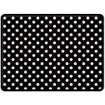 Polka Dots - Piggy Pink on Black Fleece Blanket (Large) (One Side)