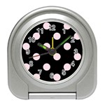 Polka Dots - Piggy Pink on Black Desk Alarm Clock