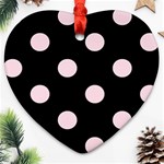 Polka Dots - Piggy Pink on Black Ornament (Heart)