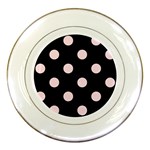 Polka Dots - Piggy Pink on Black Porcelain Plate