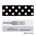 Polka Dots - Piggy Pink on Black Memory Card Reader (Stick)