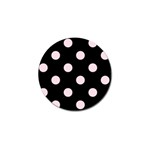 Polka Dots - Piggy Pink on Black Golf Ball Marker