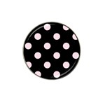 Polka Dots - Piggy Pink on Black Hat Clip Ball Marker (4 pack)
